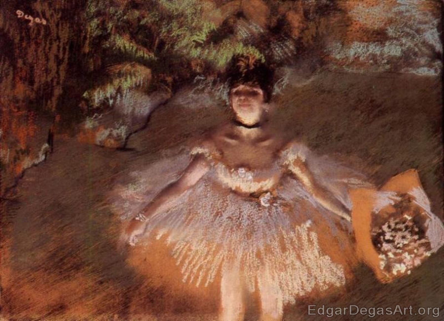 Dancer On Stage with a Bouquet